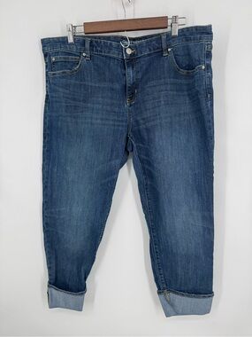 Gap Women's Straight Cuff Blue Denim Basic Everyday Cropped Jeans Plus Size 18
